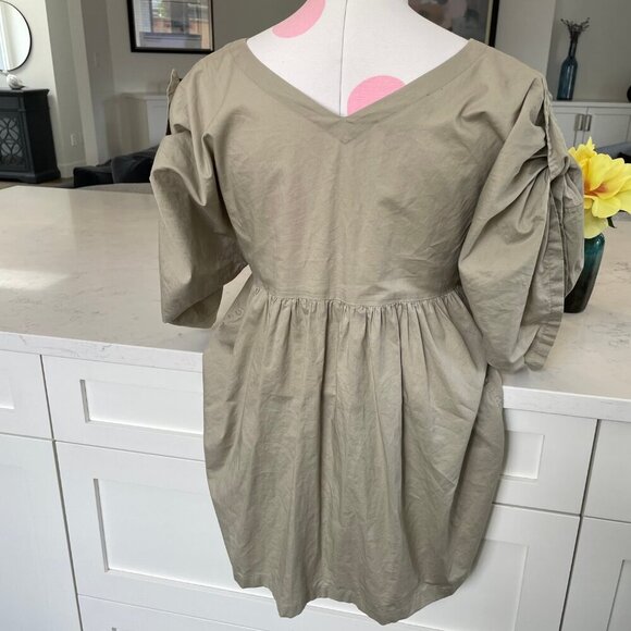 Isabel Marant Etoile Adjustable SS Deep VNeck 100% Cotton Boho Top Khaki Sz 0 - Picture 7 of 11